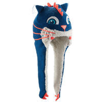 כובע פרואני לסקי בעיצוב חתול מפלצת לילדים - כחול