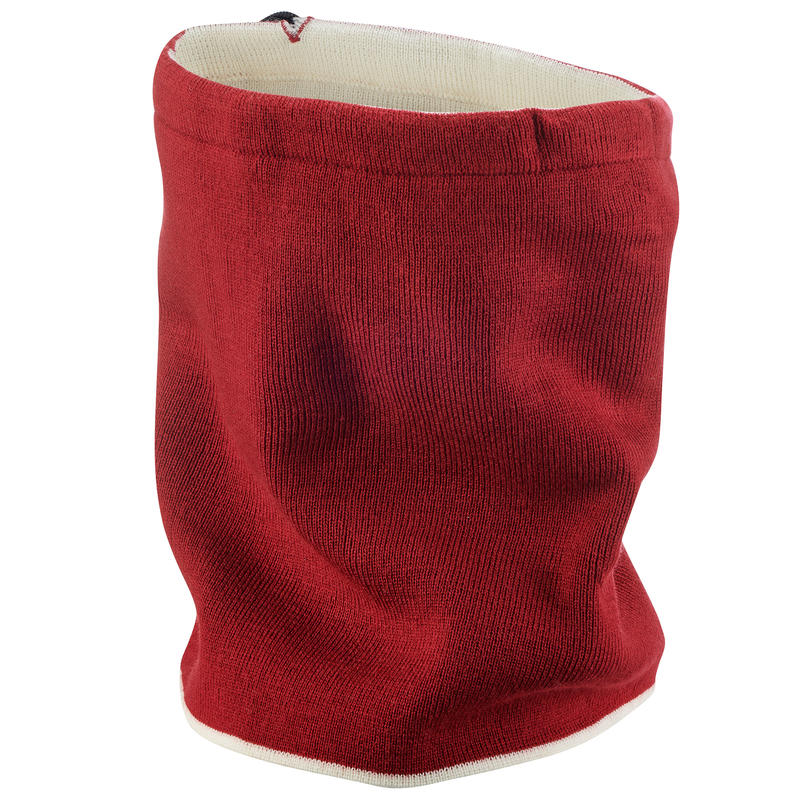 ADULT SKI REVERSE NECK WARMER - ECRU BURGUNDY. ADULT SKI REVERSE NECK WARMER - ECRU BURGUNDY.