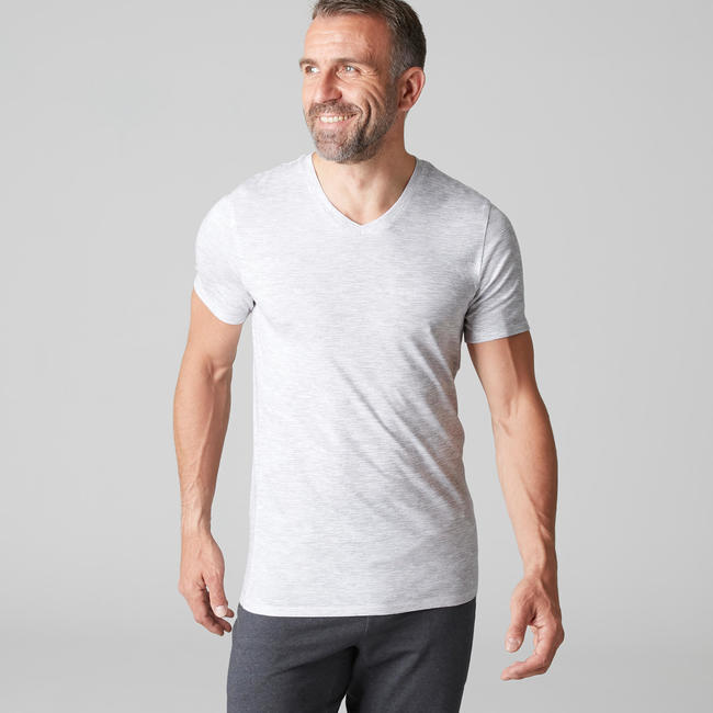 Men's Gym T-Shirt Slim Fit 500 - White