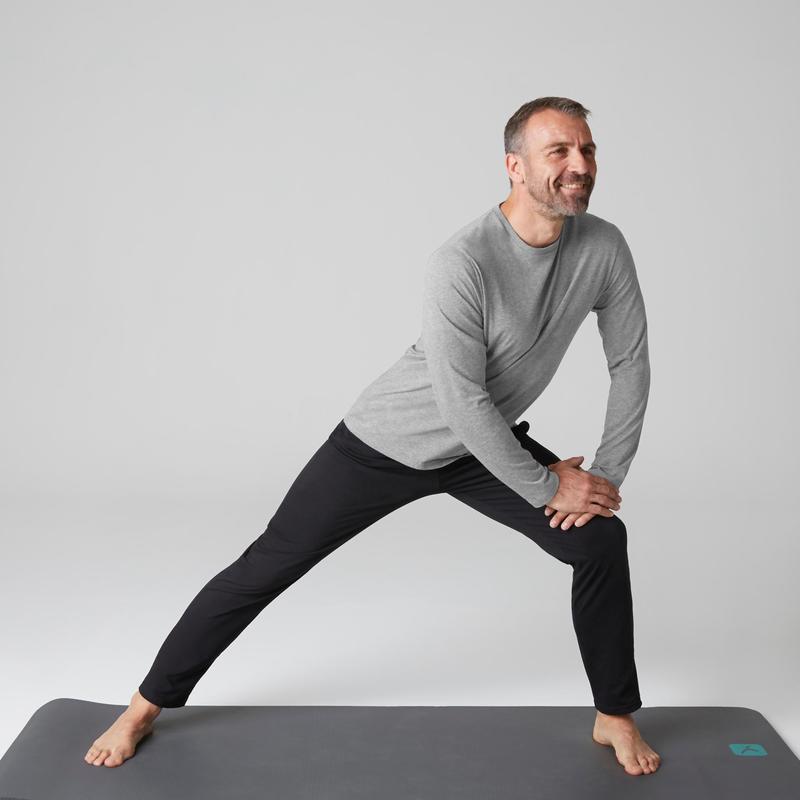 Erkek Mavi Gri Uzun Kollu Tisort Gym Pilates 100 Domyos By Decathlon