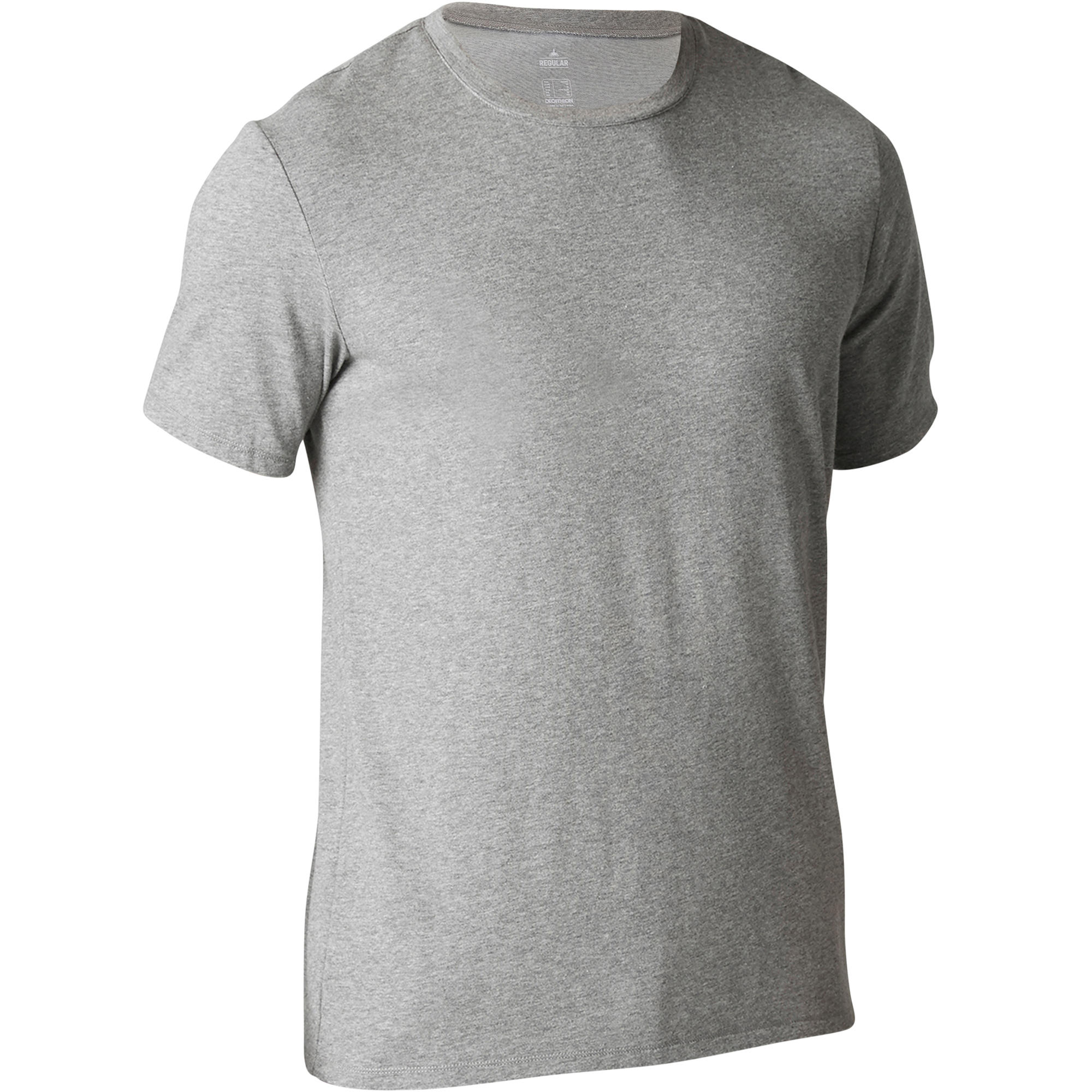 500 Regular-Fit Pilates & Gentle Gym T-Shirt - Mottled Light Grey 1/8