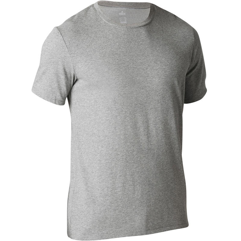 T-shirt 500 regulier pilates et gym douce homme gris clair chiné T-shirt 500 regulier pilates et gym douce homme gris clair chiné