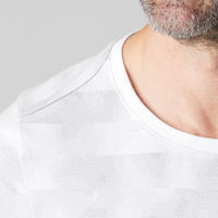 T-shirt 520 slim col rond Gym Stretching homme blanc AOP