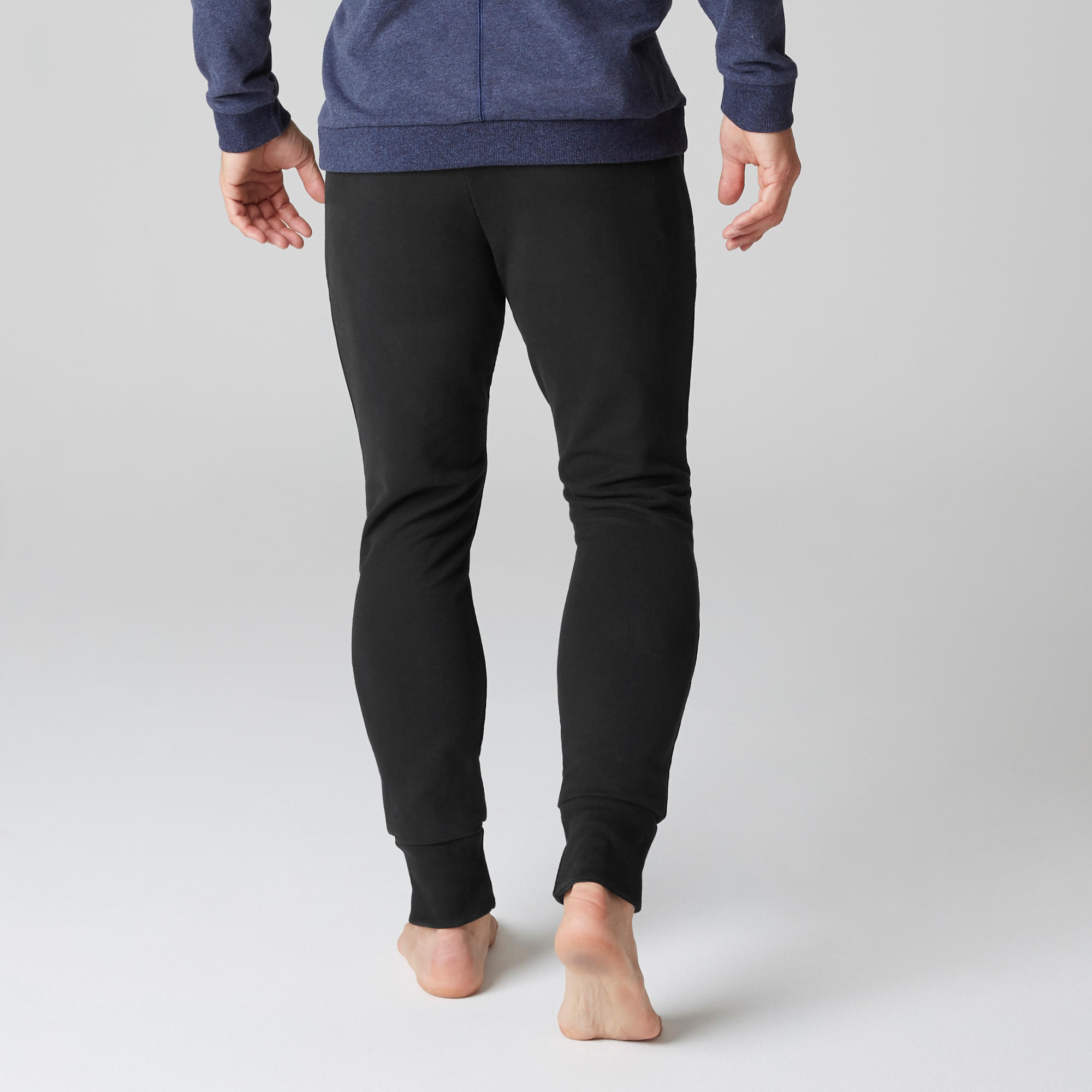 Pantalón 500 skinny con cierre para hombre. Pilates y gimnasia suave.  Negro. - Decathlon