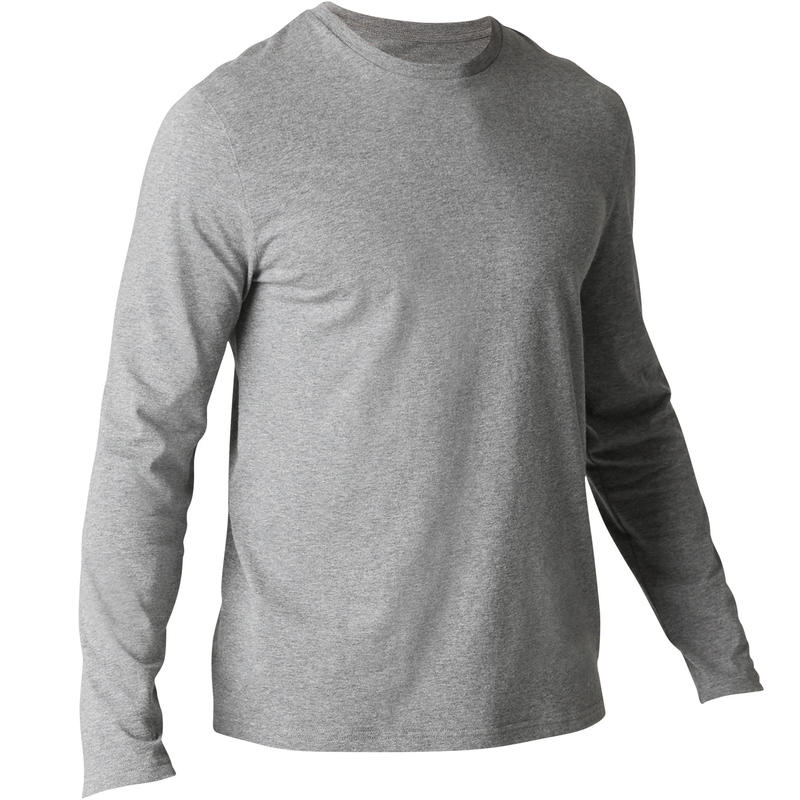 T Shirt Regular Uomo Gym Pilates 100 Azzurro Grigio Domyos By