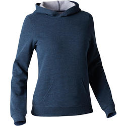 Sweat 520 capuche Gym Stretching femme bleu foncé chiné