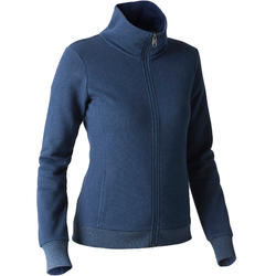 Veste 500 col montant Gym Stretching femme bleu chiné