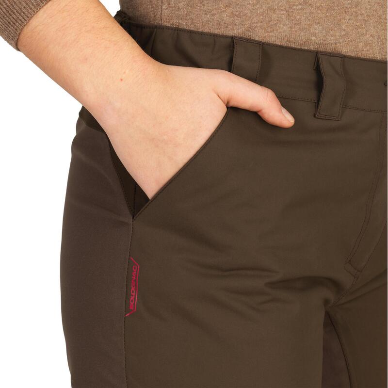 Pantalon De Caza Mujer Solognac 500 Impermeable Reforzado Marron