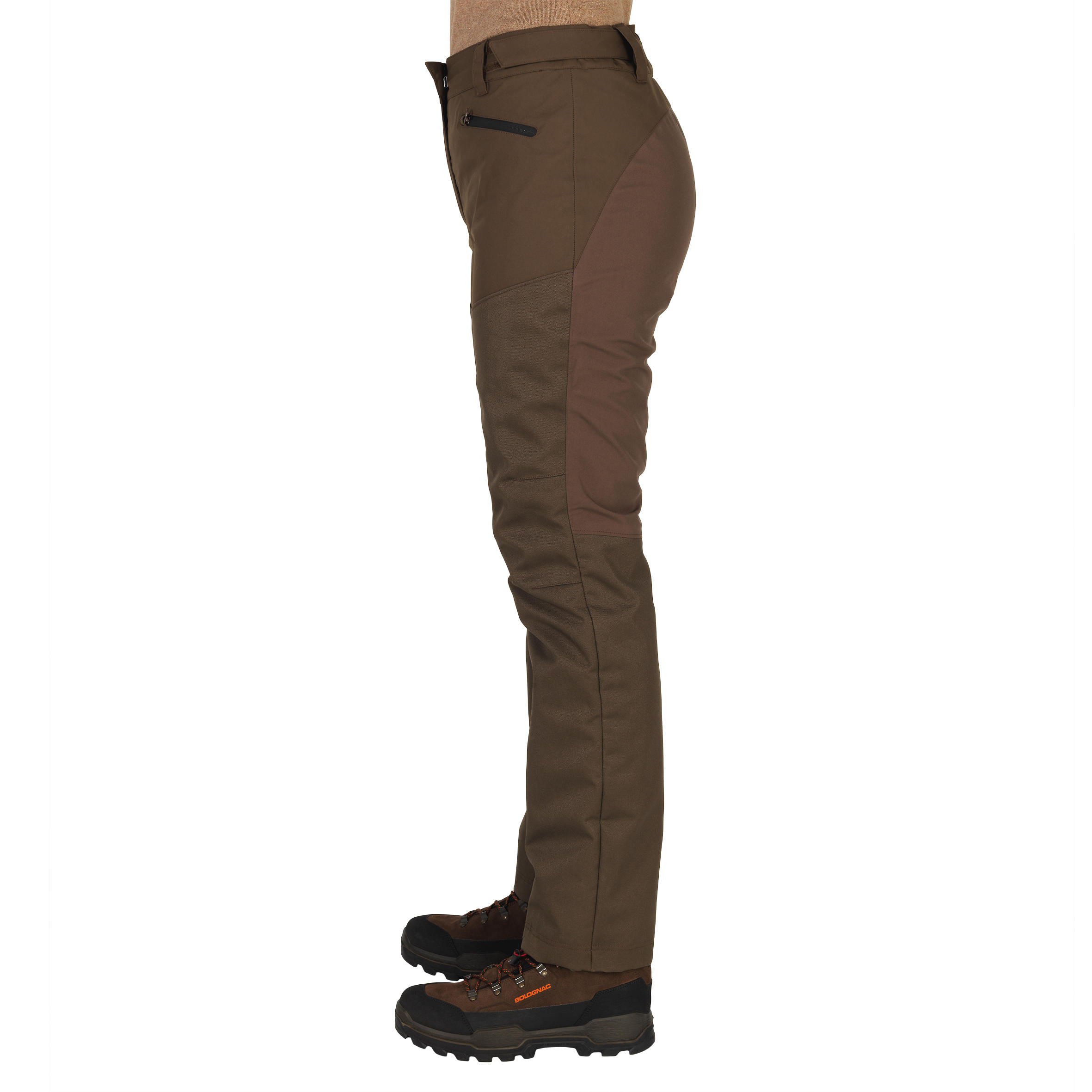 Pantalon De Caza Mujer Solognac Supertrak 500 Impermeable Resistente Marron 3/8