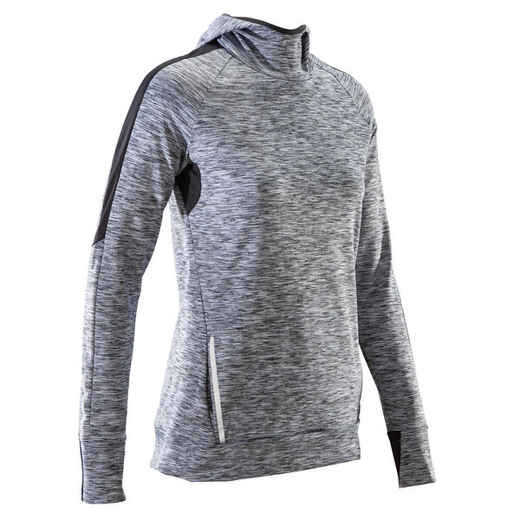 
      Run Warm Women's Running Long-Sleeved Jersey Hood - Mottled Grey 
  