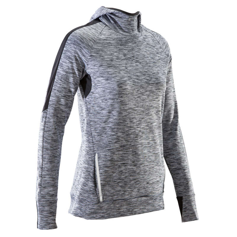 REGULAR WOMAN JOG COLD WEATHER CLOTHES - RUN WARM JERSEY HOOD KALENJI