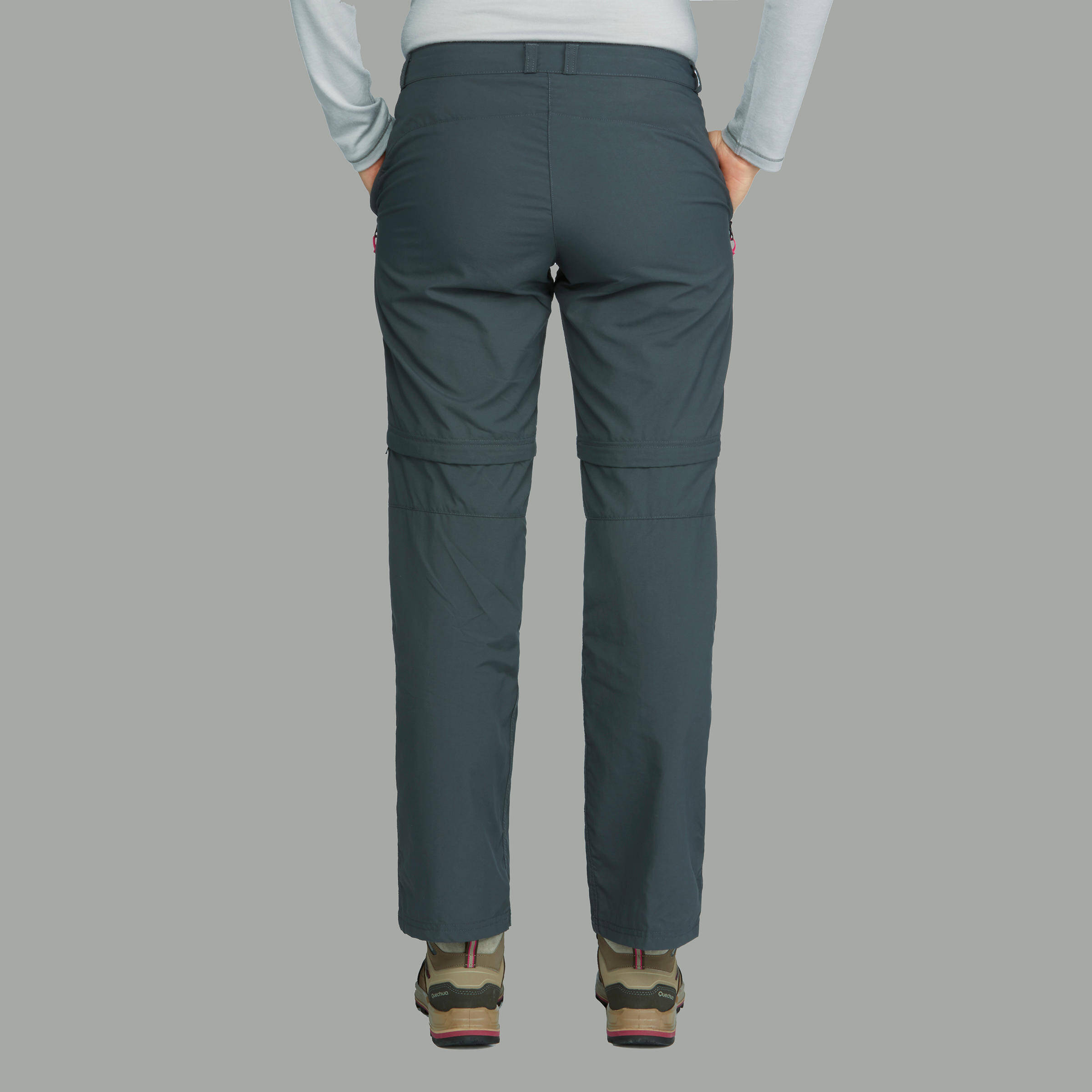 Women’s TREK 100 mountain trekking convertible trousers - dark grey -  4