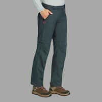 Women’s TREK 100 mountain trekking convertible trousers - dark grey