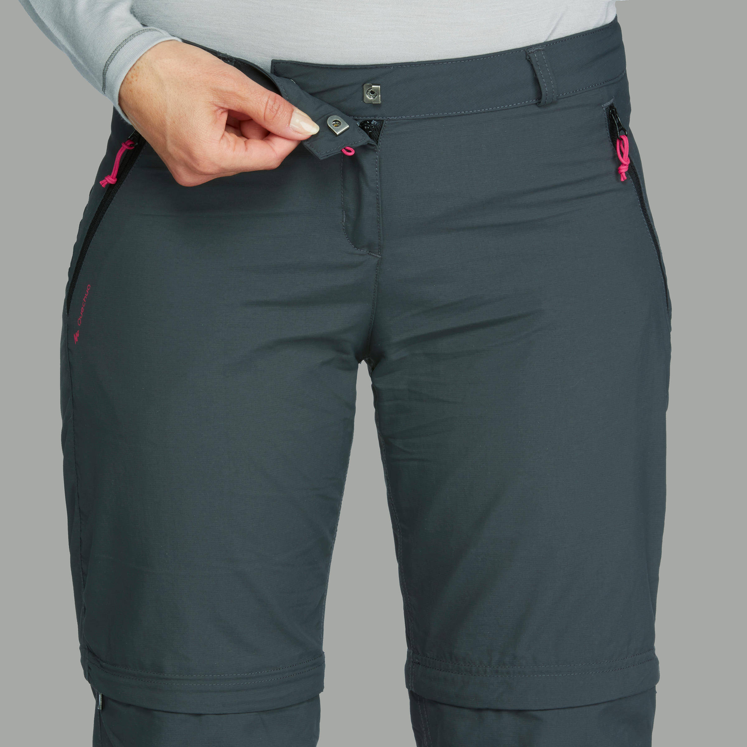 Women’s TREK 100 mountain trekking convertible trousers - dark grey -  5