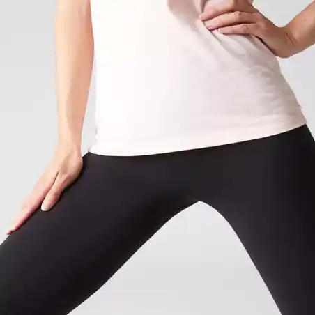 Stretch Legging Pilates & Gym Slim-Fit 100 Wanita - Hitam