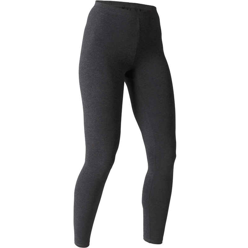 Women's Slim-Fit Fitness Leggings 100 - Mottled Dark Grey