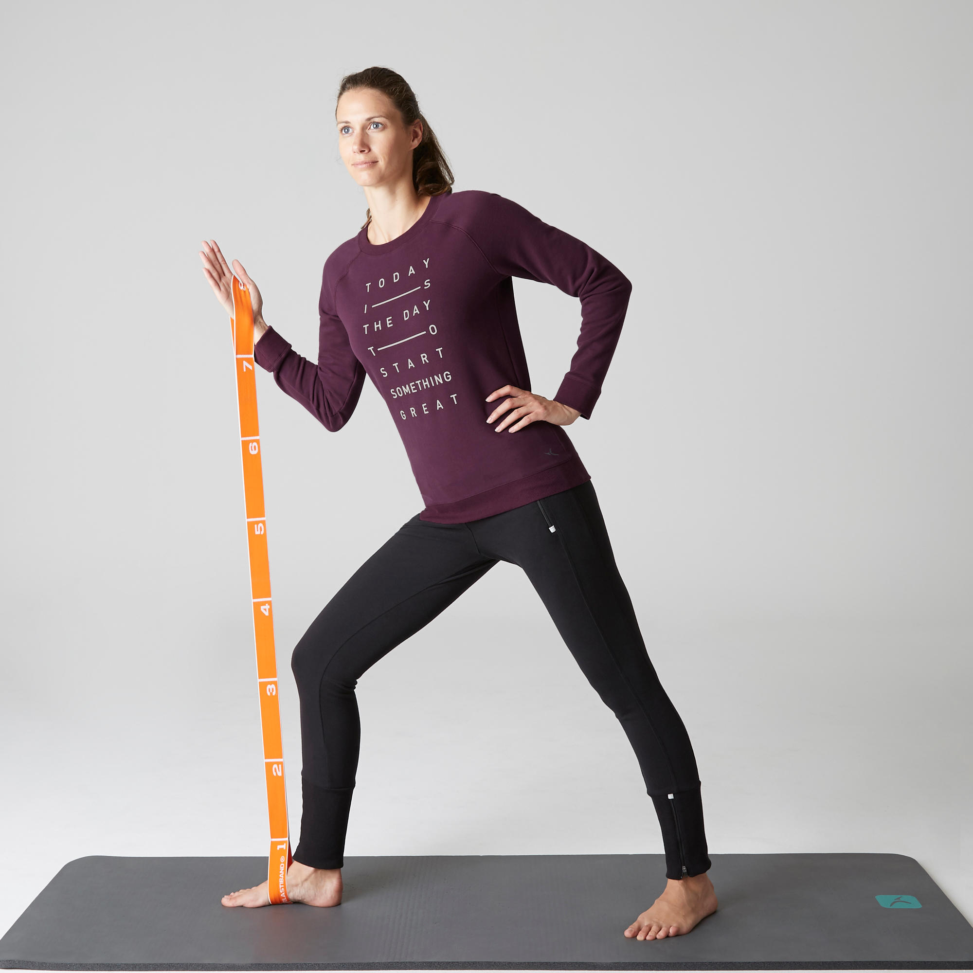 

500 Women' Gym Stretching Sweatshirt - Mottled Purple
