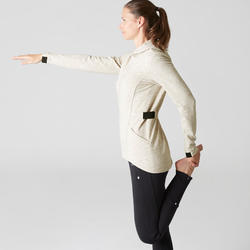 Veste longue 500 capuche Gym Stretching femme beige