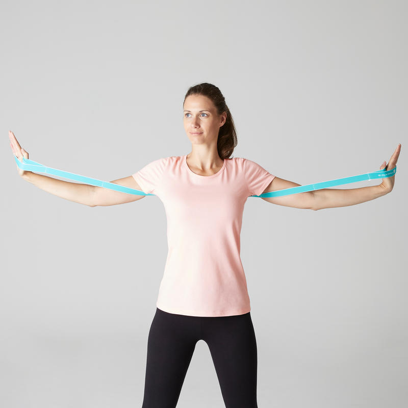 T-shirt 100% coton Sportee 100 Pilates et Gym douce femme rose clair T-shirt 100% coton Sportee 100 Pilates et Gym douce femme rose clair
