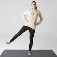 500 Women's Long Hooded Gym Stretching Jacket - Beige