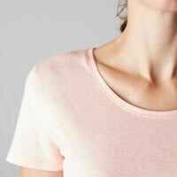 500 Women's Regular-Fit Pilates & Gentle Gym T-Shirt - Mottled Light Pink