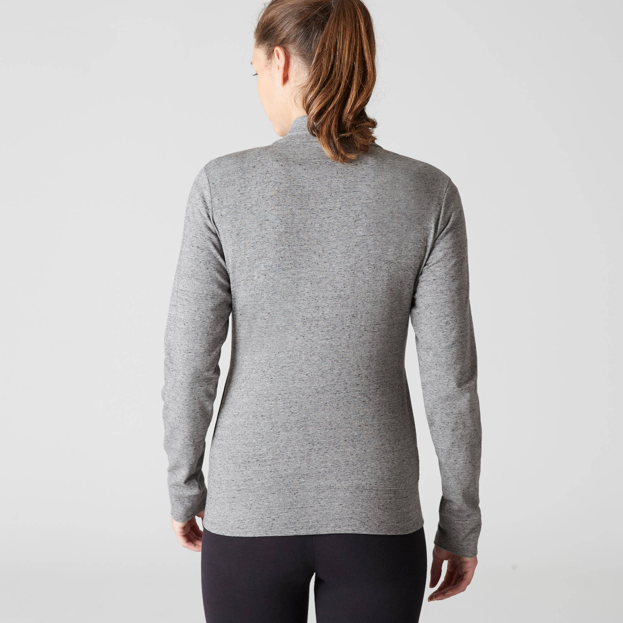 Women's Straight-Cut Zipped Sweatshirt With Pocket 100 - Mottled Grey -  3