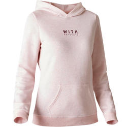 Sweat 520 capuche Gym Stretching femme rose clair chiné