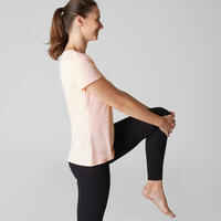 Women's Stretch Cotton Soft Fitness T-Shirt - Light Pink