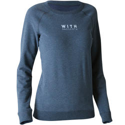 Sweat 500 Gym Stretching femme bleu foncé chiné