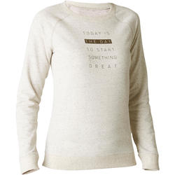 Sweat 500 Gym Stretching femme beige chiné