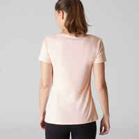 Women's Stretch Cotton Soft Fitness T-Shirt - Light Pink