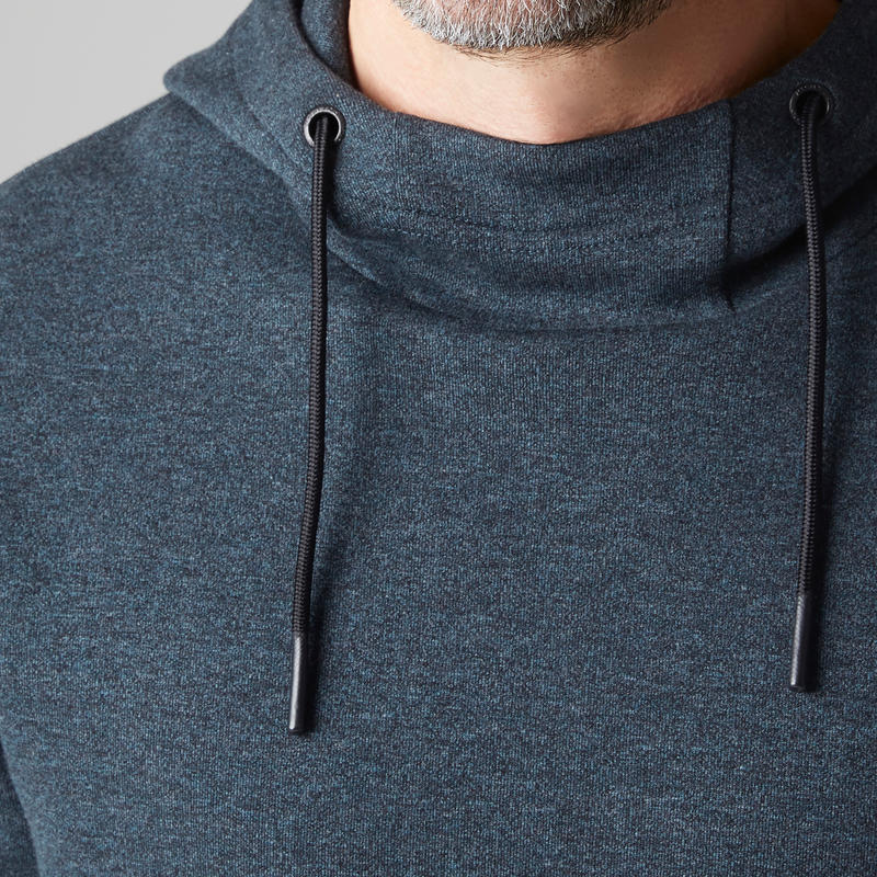 560 Kapusonlu Pilates Sweatshirtu Erkek Gri Mavi Domyos By Decathlon