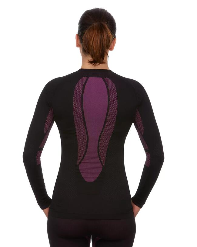 Women's 580 I-Soft seamless ski base layer top - Black/Purple