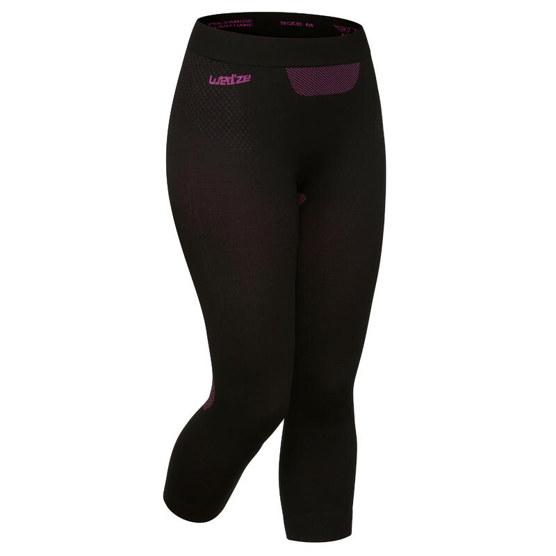 Női aláöltözet nadrág síeléshez 580 I-Soft, varrás nélküli, fekete, lila