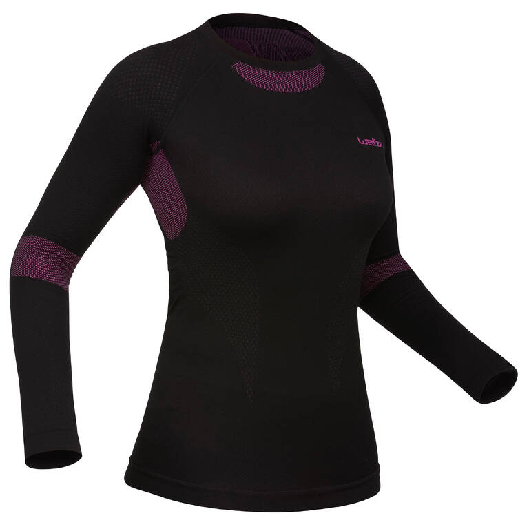 Women's 580 i-soft seamless ski base layer top - black/purple