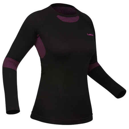 Women's 580 I-Soft seamless ski base layer top - Black/Purple