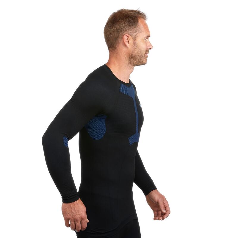 Bluză termică schi seamless 580 I-Soft Negru/Albastru Bărbați