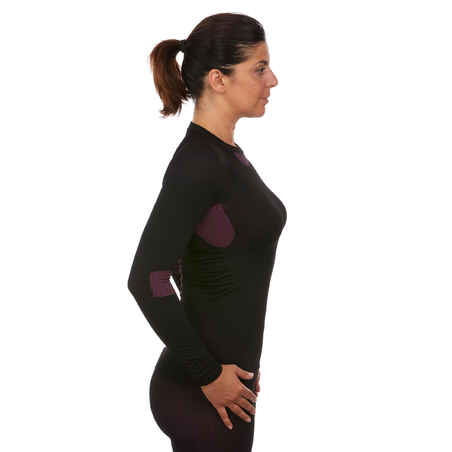 Women's Seamless Ski Base Layer Bottom - BL 580 I-Soft - Black/Purple