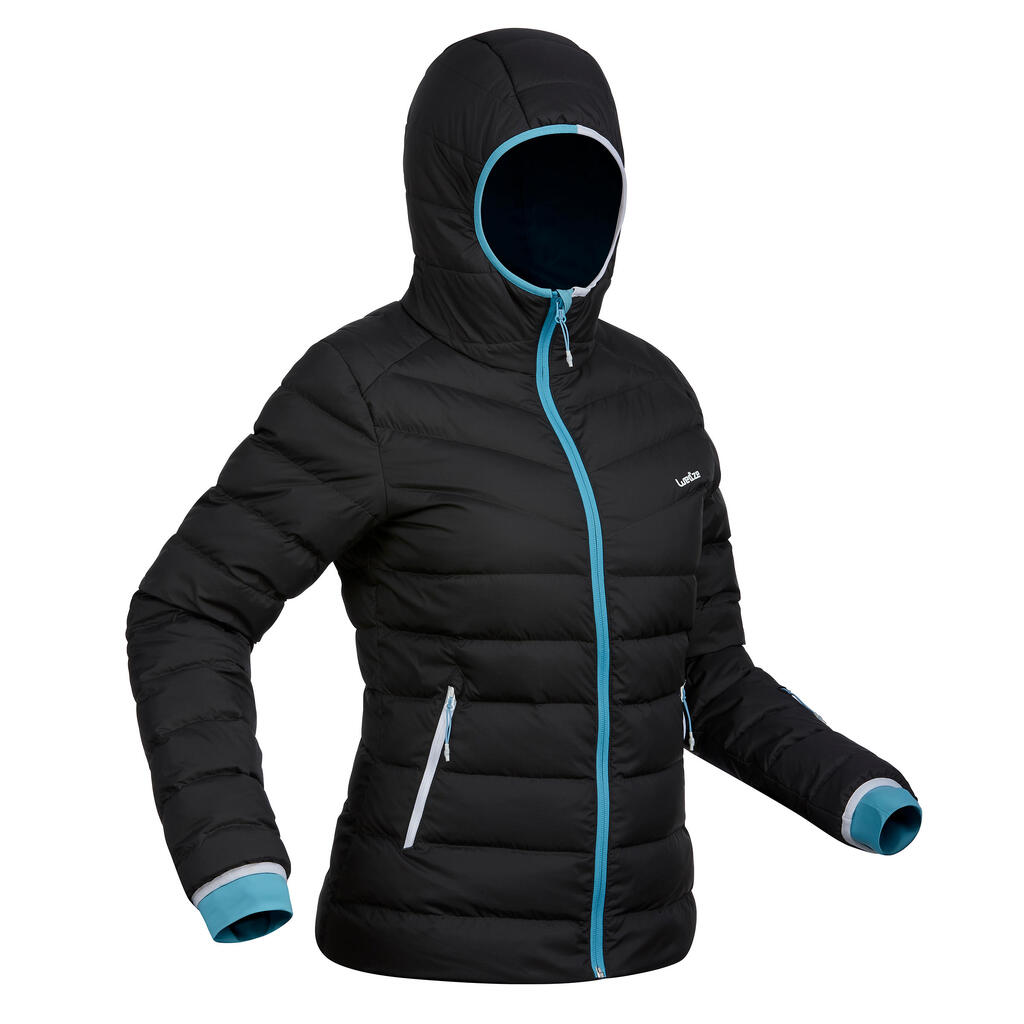 Skijacke Daunen 500 Warm Damen grau 