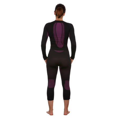 Pantalón térmico de esquí para mujer - Concepto seamless/sin costuras - BL 580 I-Soft - negro/violeta 