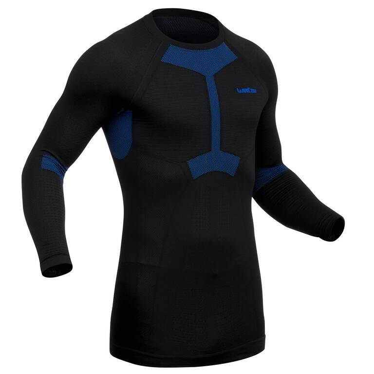 Men’s seamless ski base layer top bl 580 i-soft – black/blue