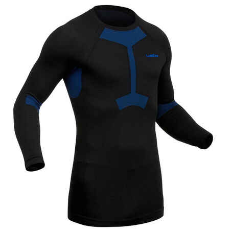 Playera térmica esquí sin costuras negra/azul para hombre BL SKI 580 I-Soft