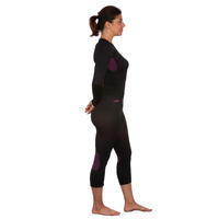 Pantalón térmico de esquí para mujer - Concepto seamless/sin costuras - BL 580 I-Soft - negro/violeta 