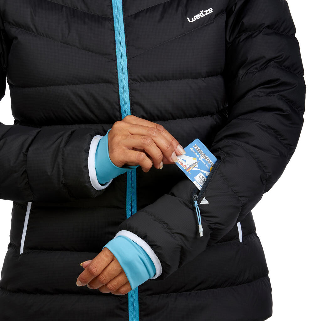 Skijacke Daunen 500 Warm Damen grau 