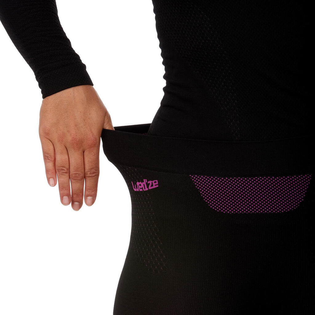 Dámske lyžiarske spodné nohavice BL580 I-Soft bezšvové čierno-fialové