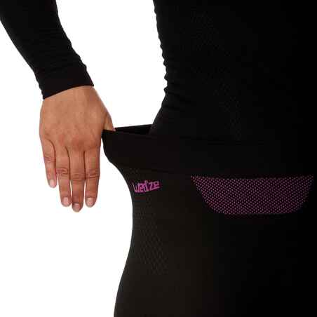 Women’s Seamless Ski Base Layer Bottom - BL 580 I-Soft - Black/Purple