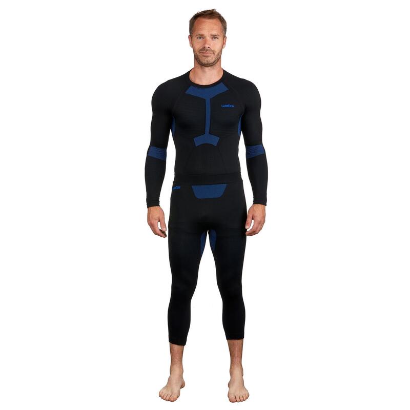 Sous-vêtement de ski thermique seamless homme, BL 580 I-Soft bas noir et bleu