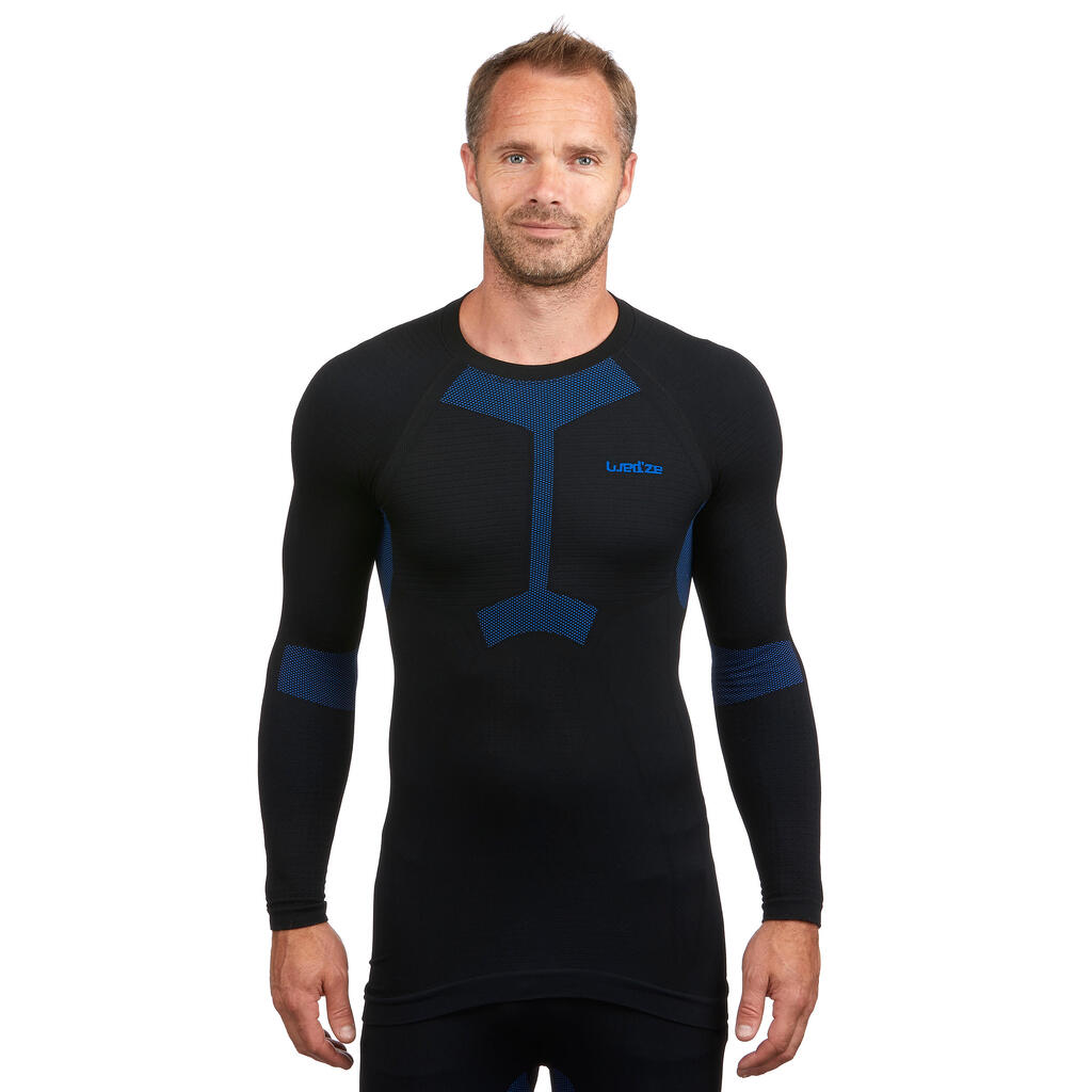 Men’s Seamless Ski Base Layer I-Soft Top - BL 580 - Black/Blue