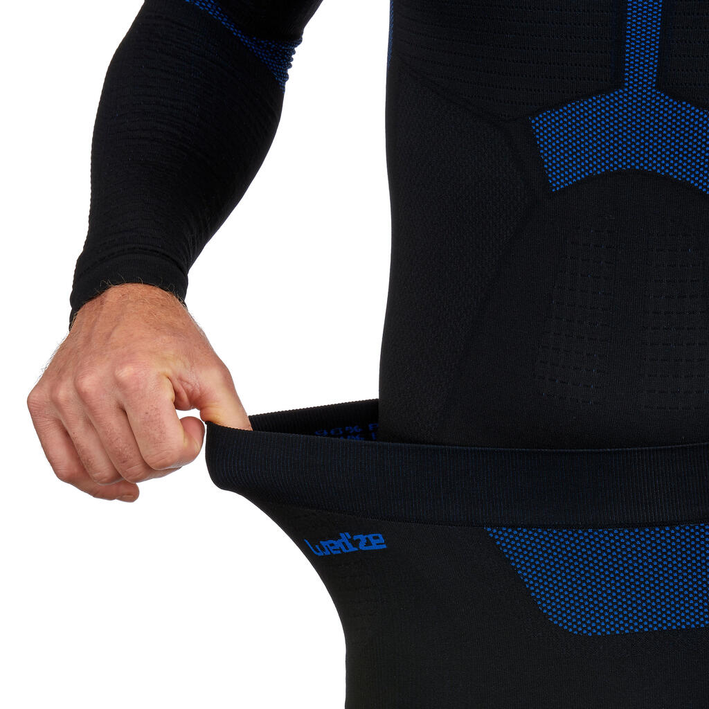 Men's Seamless Ski Base Layer Bottom - BL 580 I-Soft - Black/Blue