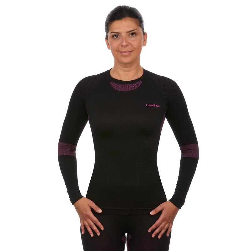 Camiseta interior térmica de esquí Mujer Wedze Ski 580 negro